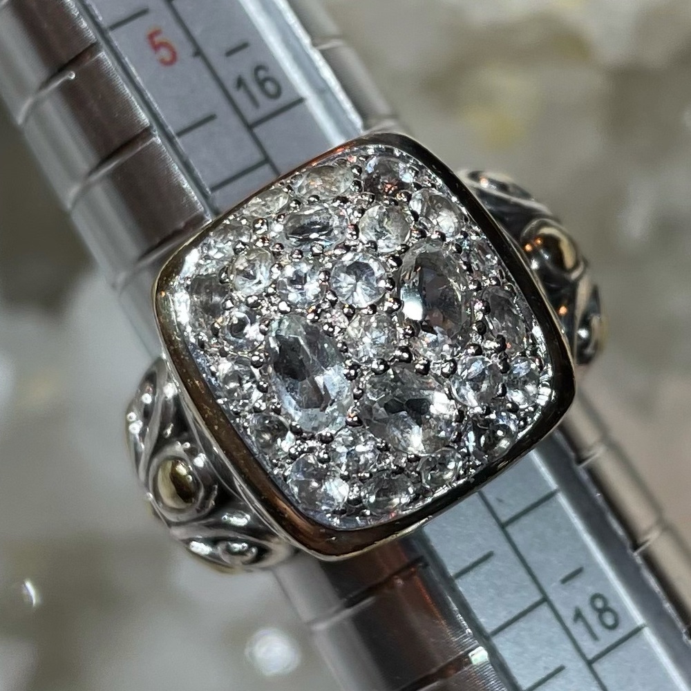 RARE PIECE OF JOHN HARDY BATU STERLING SILVER & 18KT WHITE TOPAZ RING SIZE 7 - Picture 3 of 8